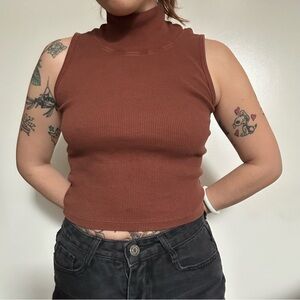 Big Bud Press Sleeveless Essential Turtleneck Fudgesicle Brown